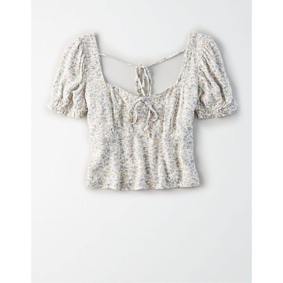 ✨AMERICAN EAGLE OUTFITTERS Women’s Short-sleeved Smocked Sz Large Top✨ - Picture 4 of 5